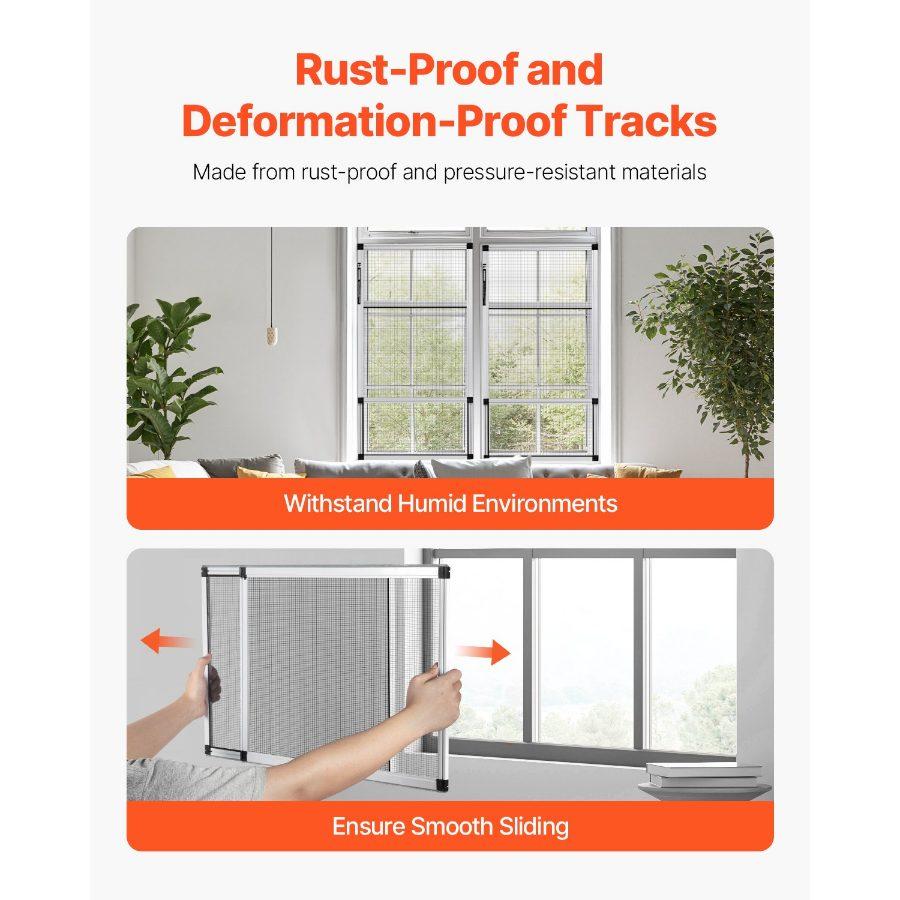 VEVOR Adjustable Window Screen, 15 Hx 21 - 40 W, 2 Packs Expandable Windows Screens with Aluminum Frame and Durable Mesh, Horizontal Convert to Vertical Adjustable Installation, for Home House