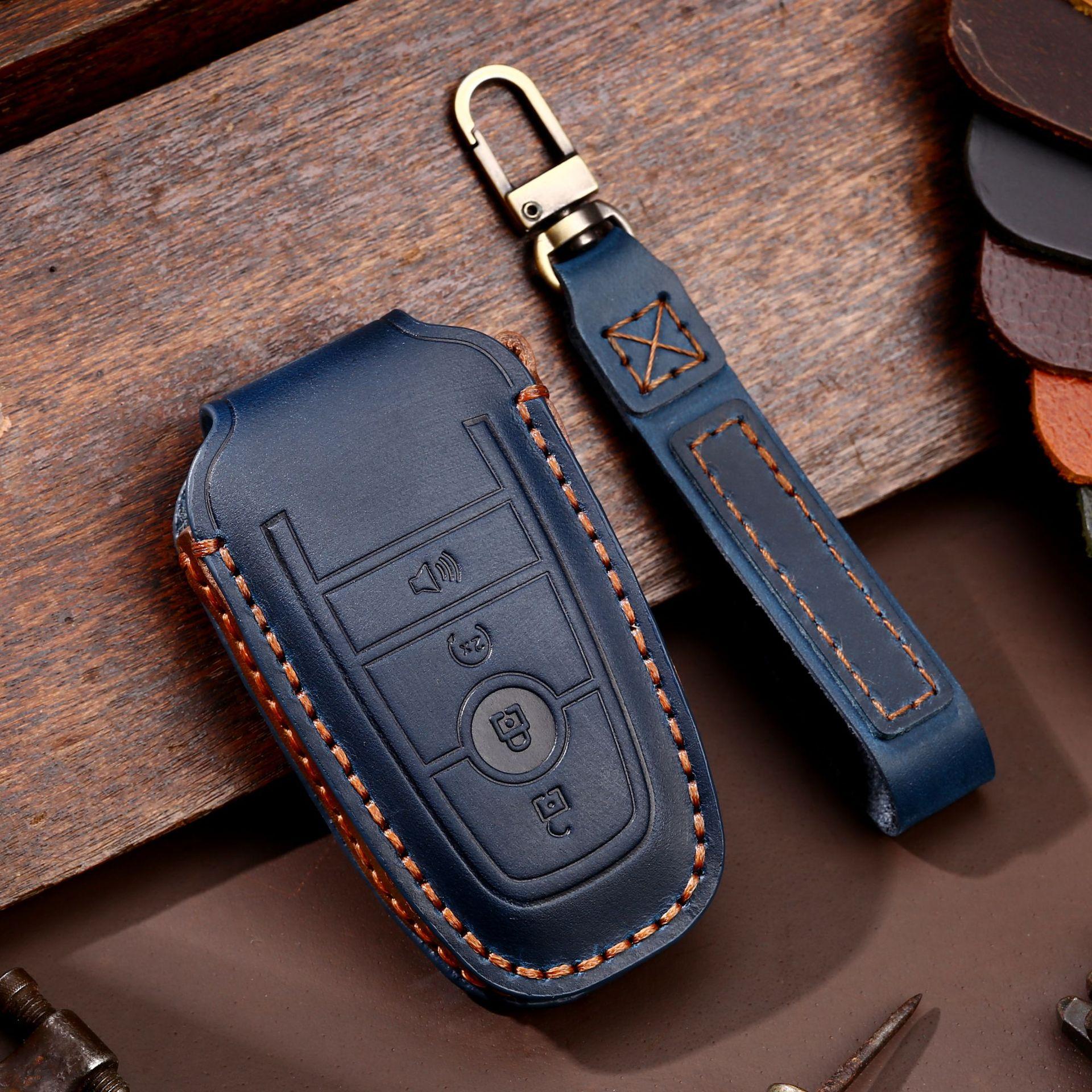 Genuine leather handmade key case suitable for Ford key case Ford F-150 Raptor pickup truck car key case