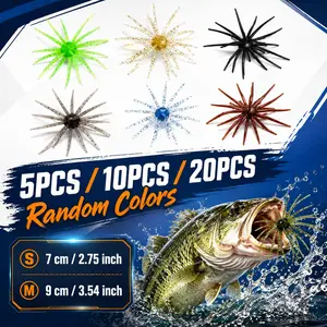 5/10/20PCS Soft Plastic Spider Octopus Fishing Lures, S/M Realistic Sea Urchin Bass Baits, Flexible TPE Finesse Worms for Drop Shot, Wacky Rig & Neko Rig