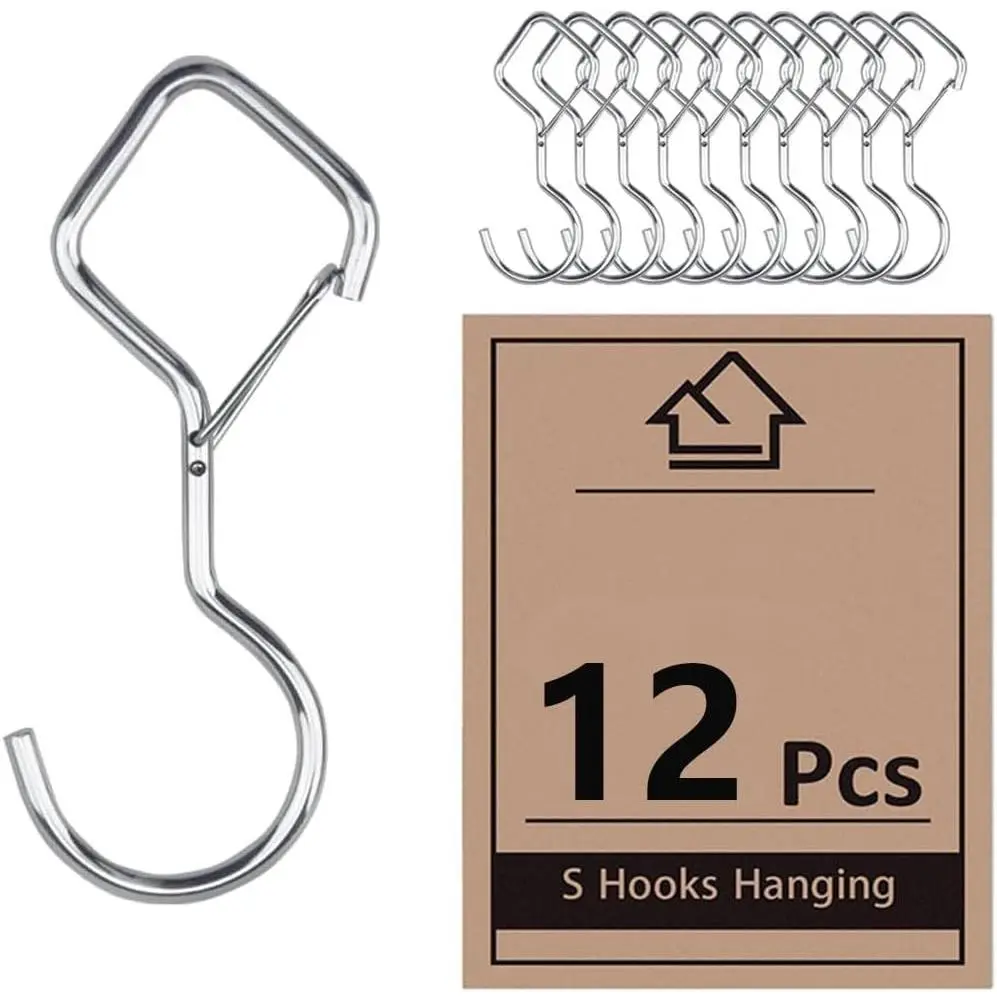 Anti Drop Hooks S Hooks 12 Pack  Metal  S Shelf Clips for  Closet  Pots Pans Kitchen