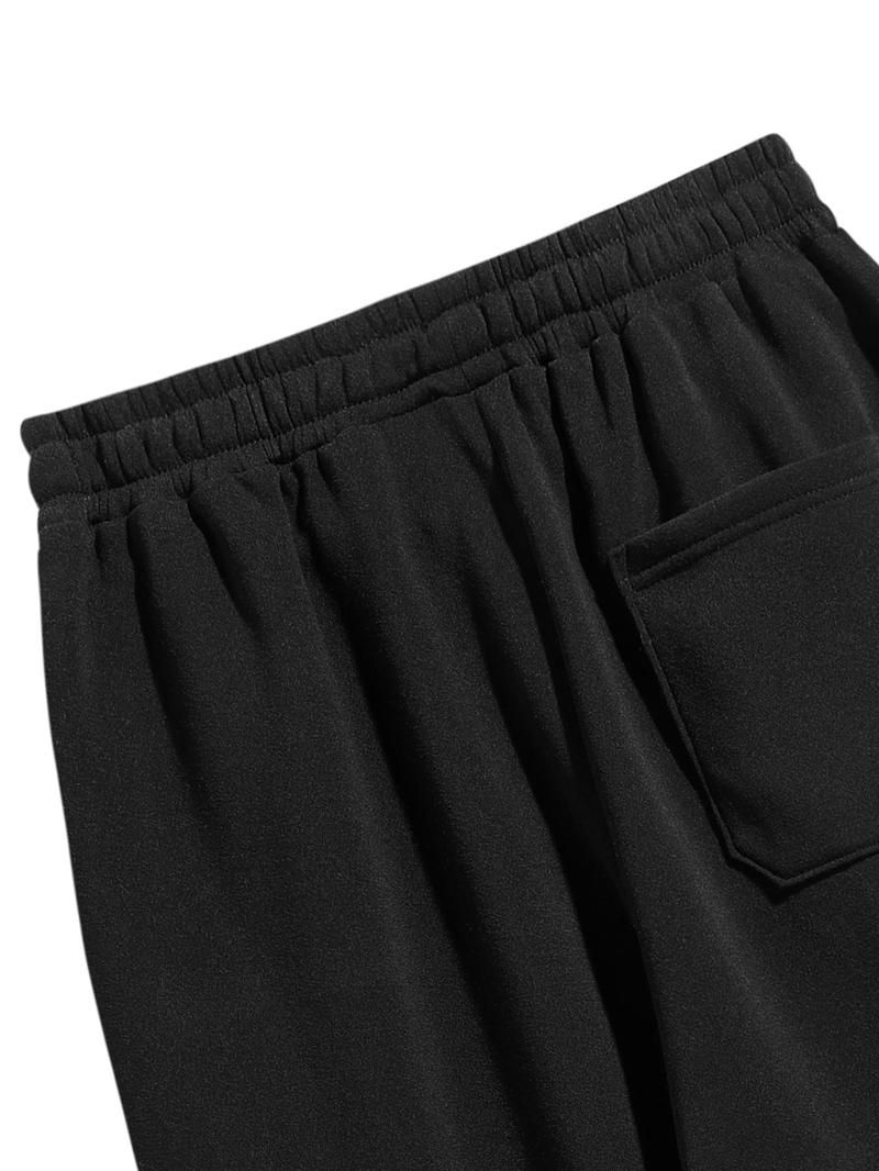 Men's Solid Thermal Lined Drawstring Waist Pants, Casual Comfy Regular Fit Straight Leg Trousers for Fall & Winter, Men's Bottoms for Daily Wear