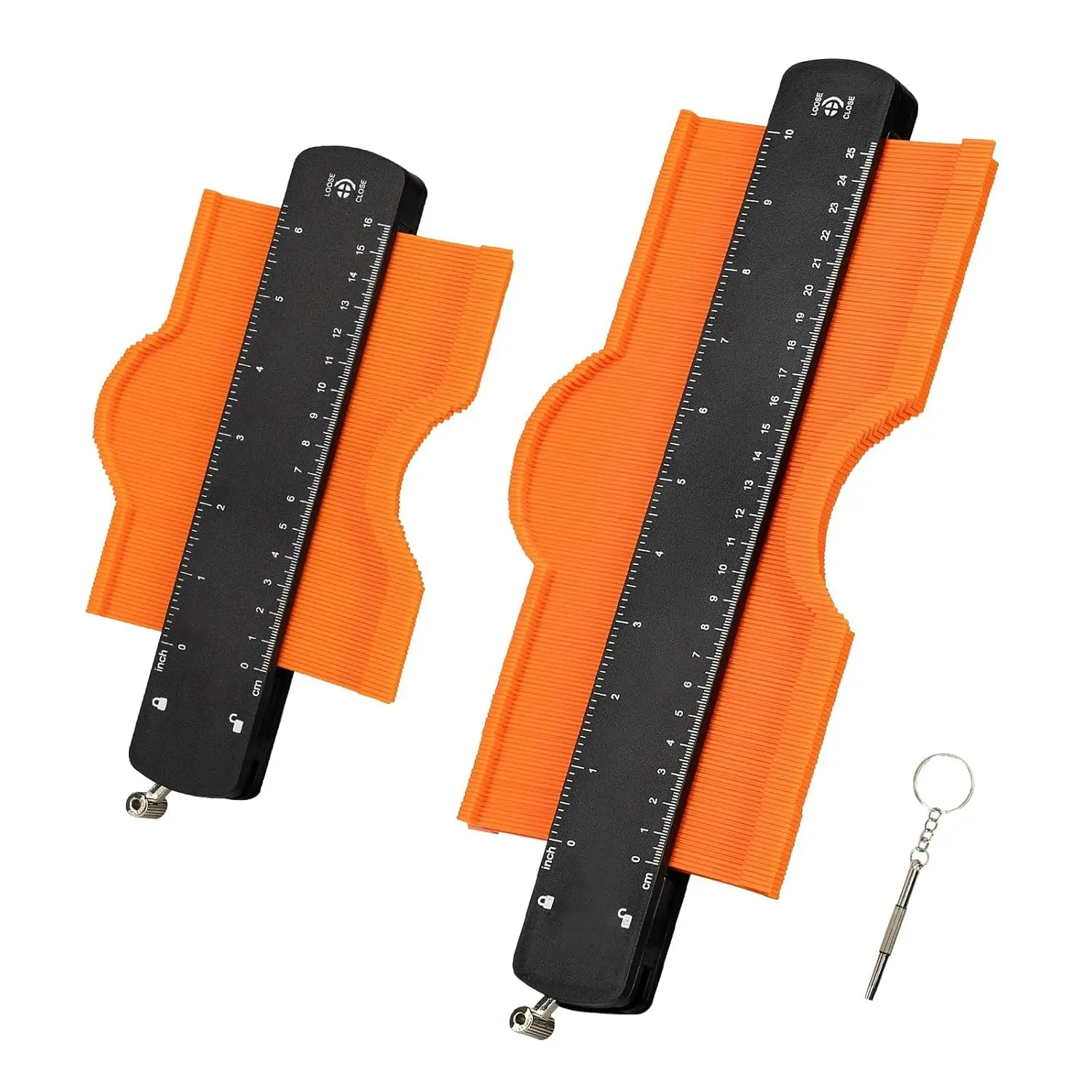 Universal Template Gauge, Adjustable Profile Ruler for Woodworking, Carpentry, Construction, Precise Replication of Irregular Surfaces, 10'' + 6'' Set