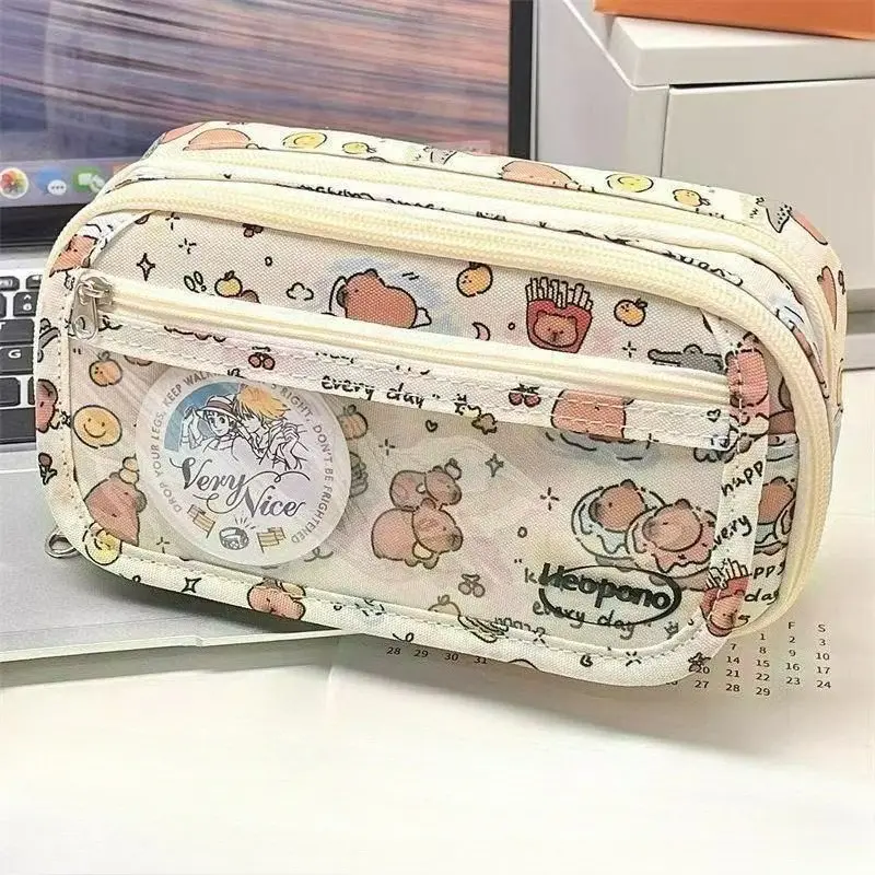 Water Buffalo Pain Bag Pencil Case, Japanese Style High Aesthetic, Multi-Functional, Girl Heart, Student Stationery Storage Bag