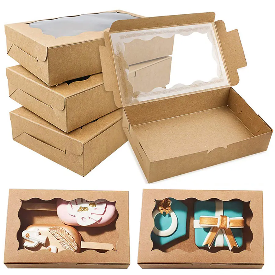 30/50/100 PCS Long Rectangular Kraft Paper Pizza Boxes, Cookie Box, Chocolate Truffle Box, Snack Box, Cake Box, Macaron Box, Baking Box, Christmas box, Baking Supplies