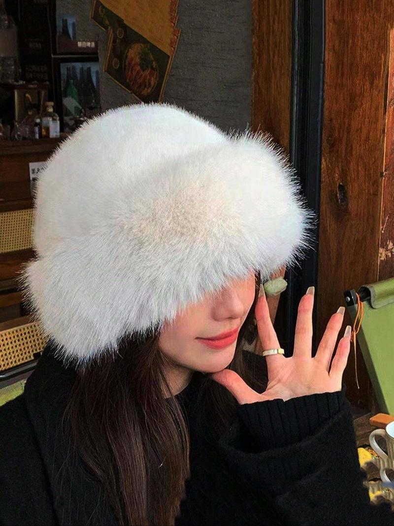 Women’s Cute Solid Color Fluffy Hat, Warm Casual Headwear for Fall and Winter, Fashion Accessory for Women and Girls