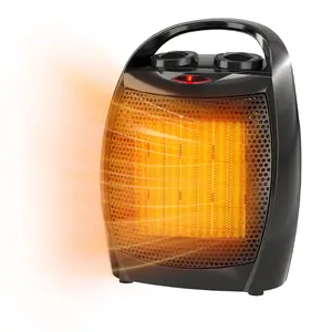 Small Space Heater with Thermostat, 1500W/750W Fast Heating Ceramic Desk Heater & Fan, Quiet <45 dB for Room Office – Black/Silver