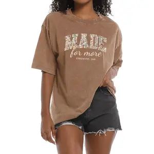 Christian Made for More Shirts for Women Jesus Bible Verse Graphic Tees Religious Shirt Oversized Acid Wash Tshirts