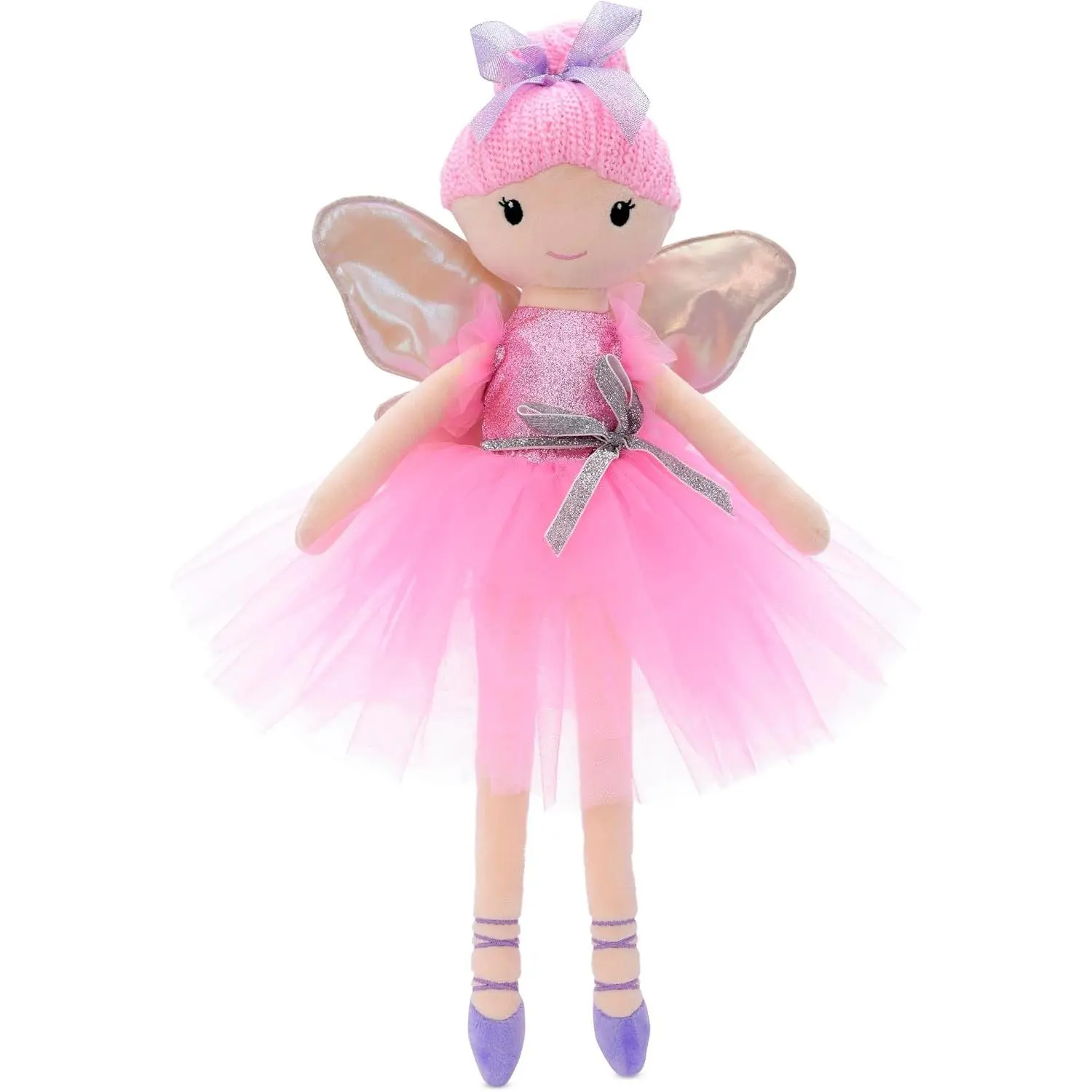 iscream Furry Plush 18.5" Nutcracker Sugar Plum Fairy Embroidered Accent Holiday Pillow