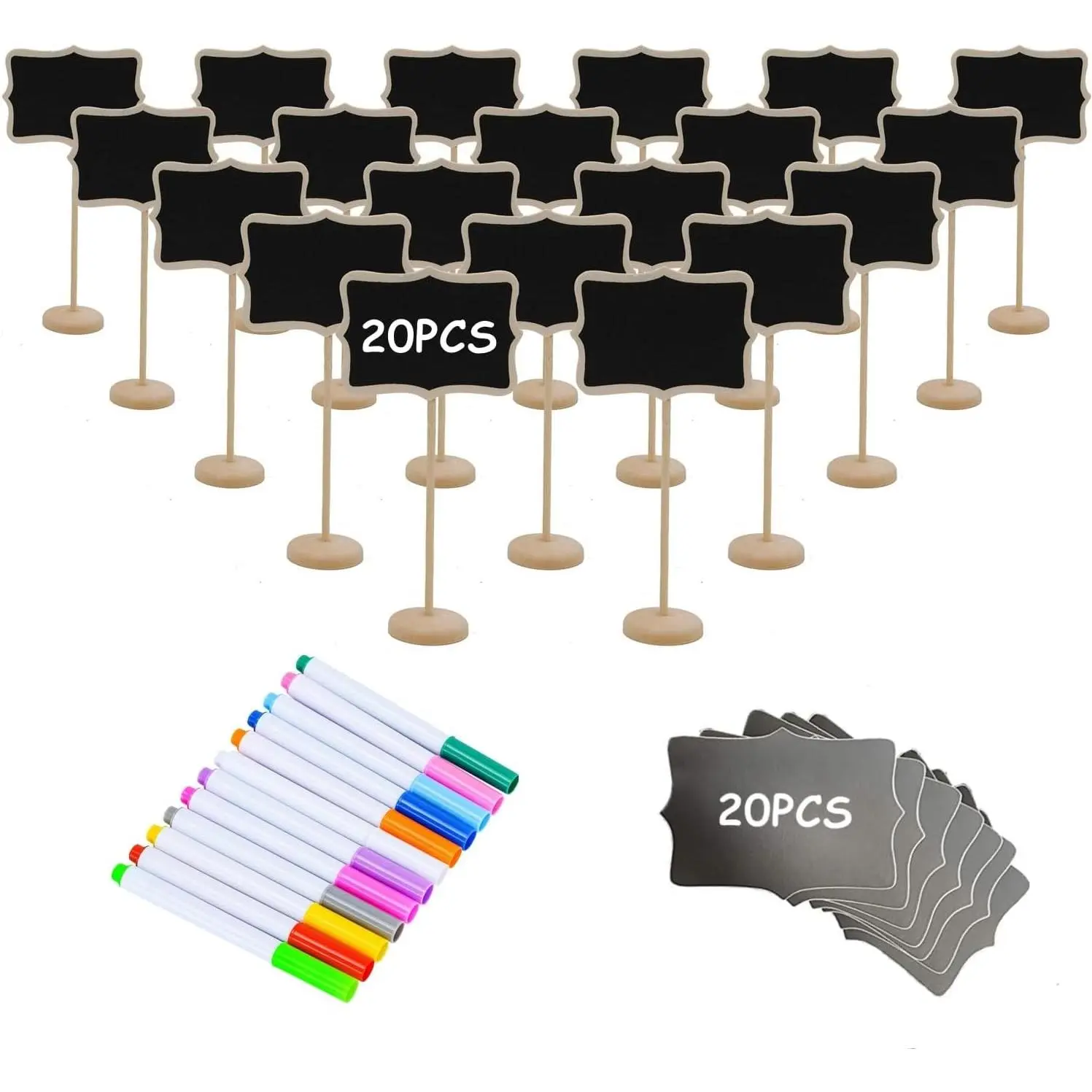 20 count  Mini Chalkboard Sign and  Stickers,  Labels for Party Buffet,Blackboard for Message Board Signs,Weddings Place Cards, Birthday Party