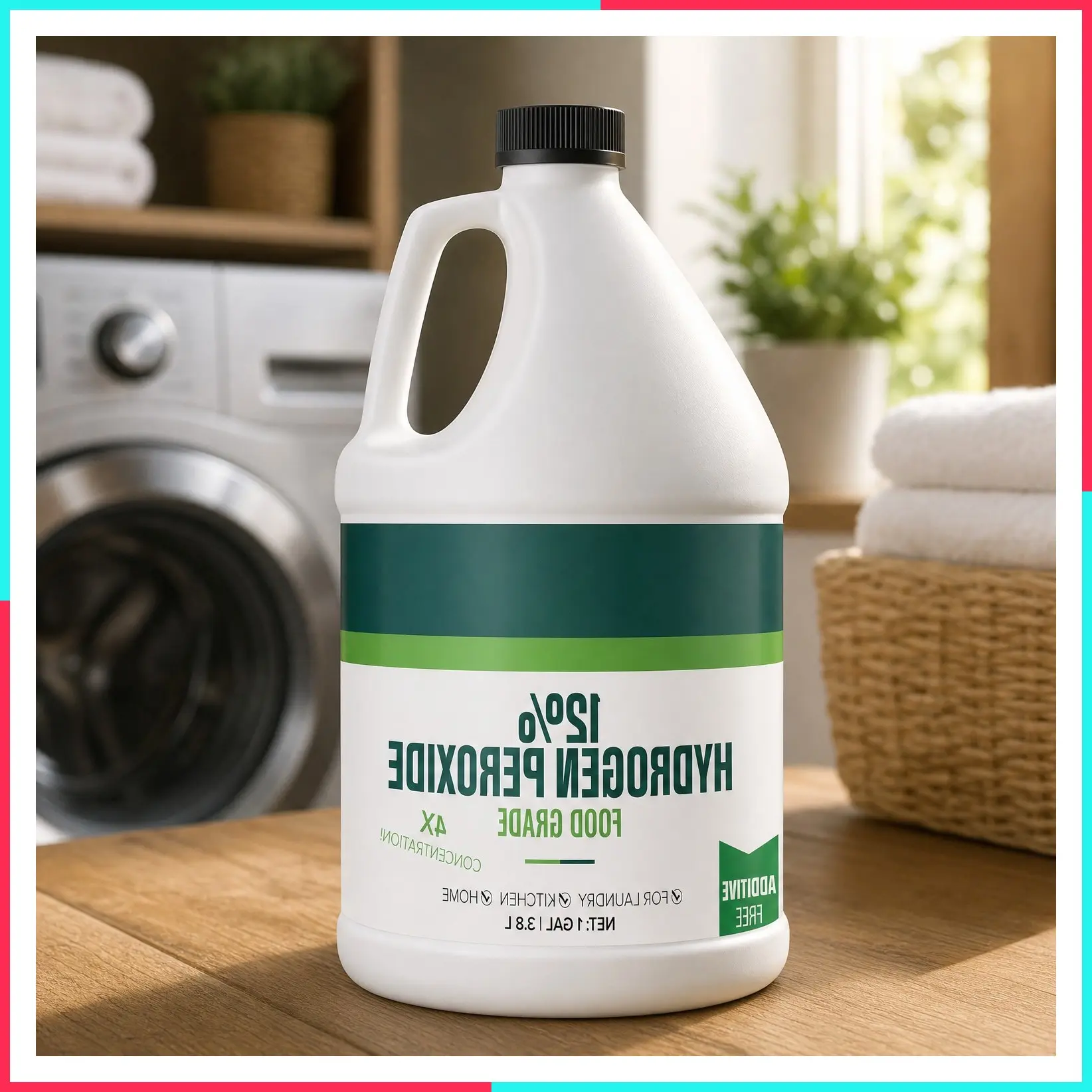 12% Food Grade Hydrogen Peroxide Solution - 1 Gallon - Natural Multipurpose Cleaner - Made in USA - Ideal for Commercial, Residential, Kitchen, Bath, Laundry & More