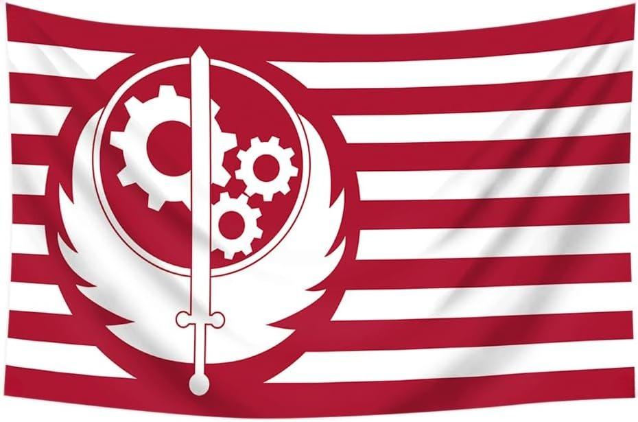 Brotherhood of Steel Fallout Red Banner Flag Wall Art Hanging,For Decorate Clubs Concerts Bars University Dormitories Living Rooms Bedrooms Decor Tapestry Parties,Gift