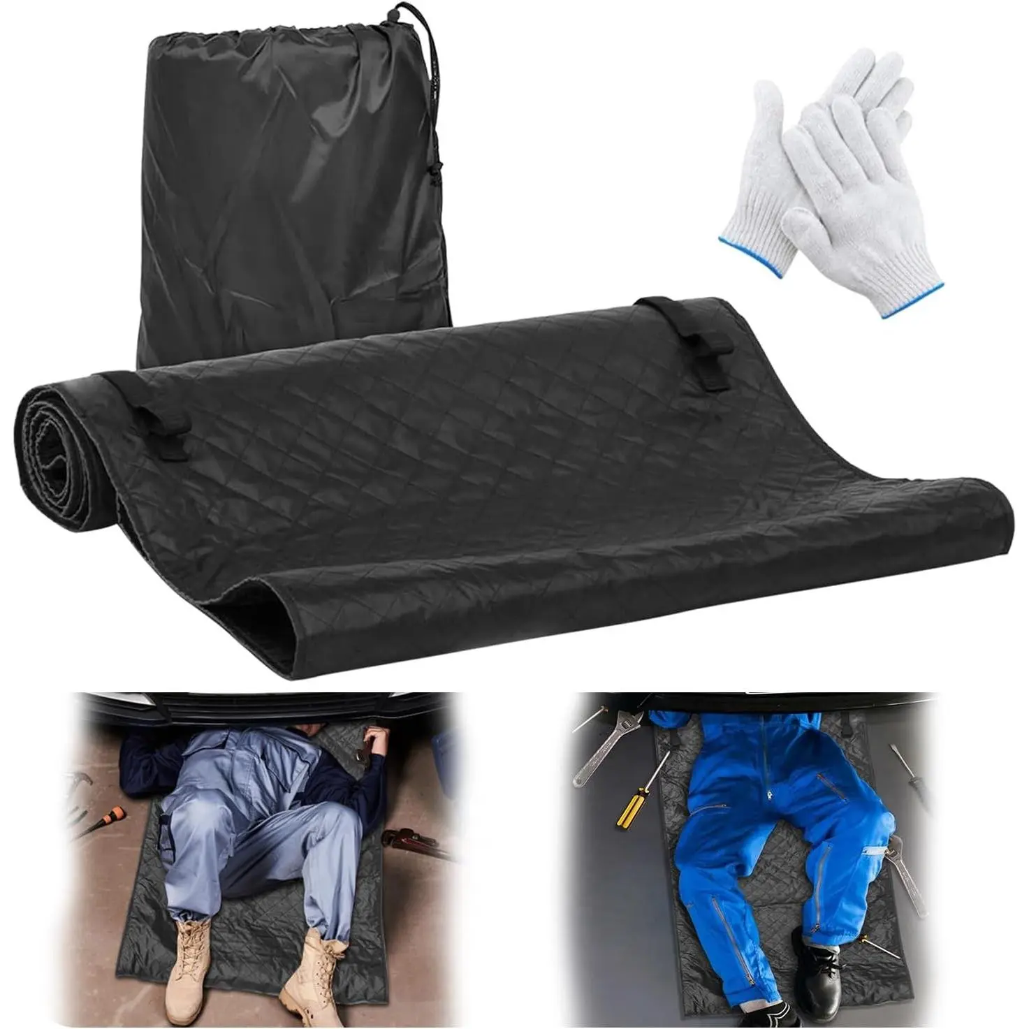 Zippered Upgraded Long-Length Rolling Mat for Mechanic Work, 60in x28in Portable Under Car Accessory for Self-Driving Trips