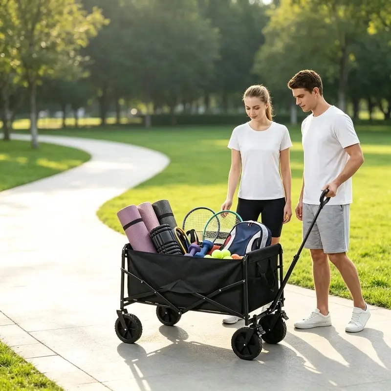 Foldable multifunctional handcart, gardening cart, collapsible handcart, beach cart, garden handcart, camping, hiking, outdoor cargo transport