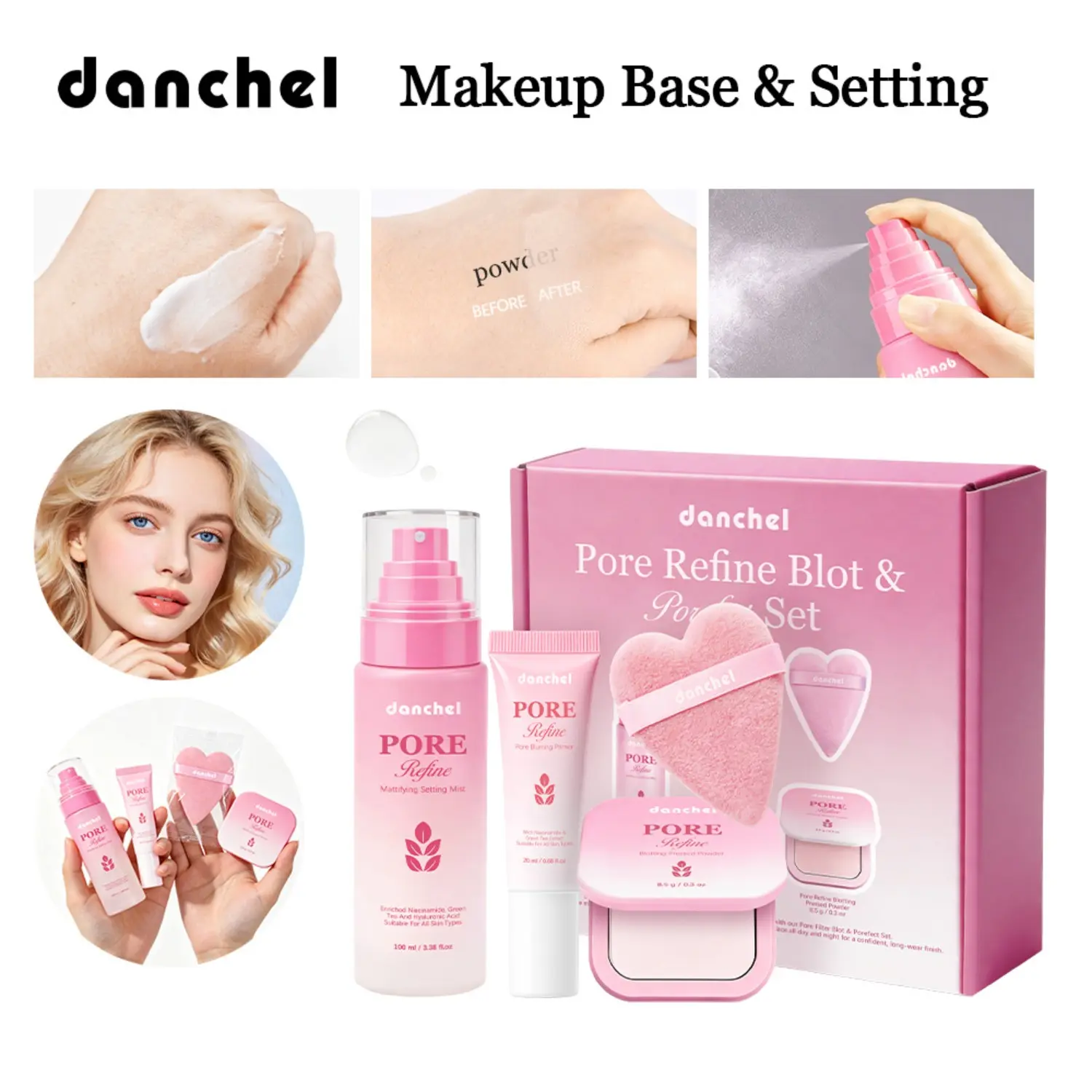 Oil Control Makeup Set, Pore Minimizer, Matte Finish, Long-Lasting Foundation Kit, Concealer & Primer Combo, Smooth Skin Look