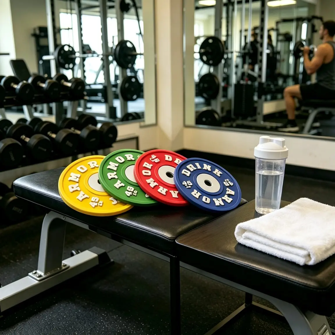 Barbell Rack for Squat Stands and Barbelts, Includes Four Non-Slip Rubber Cup Mats, Ideal for Hotels, Home Kitchens, Gyms