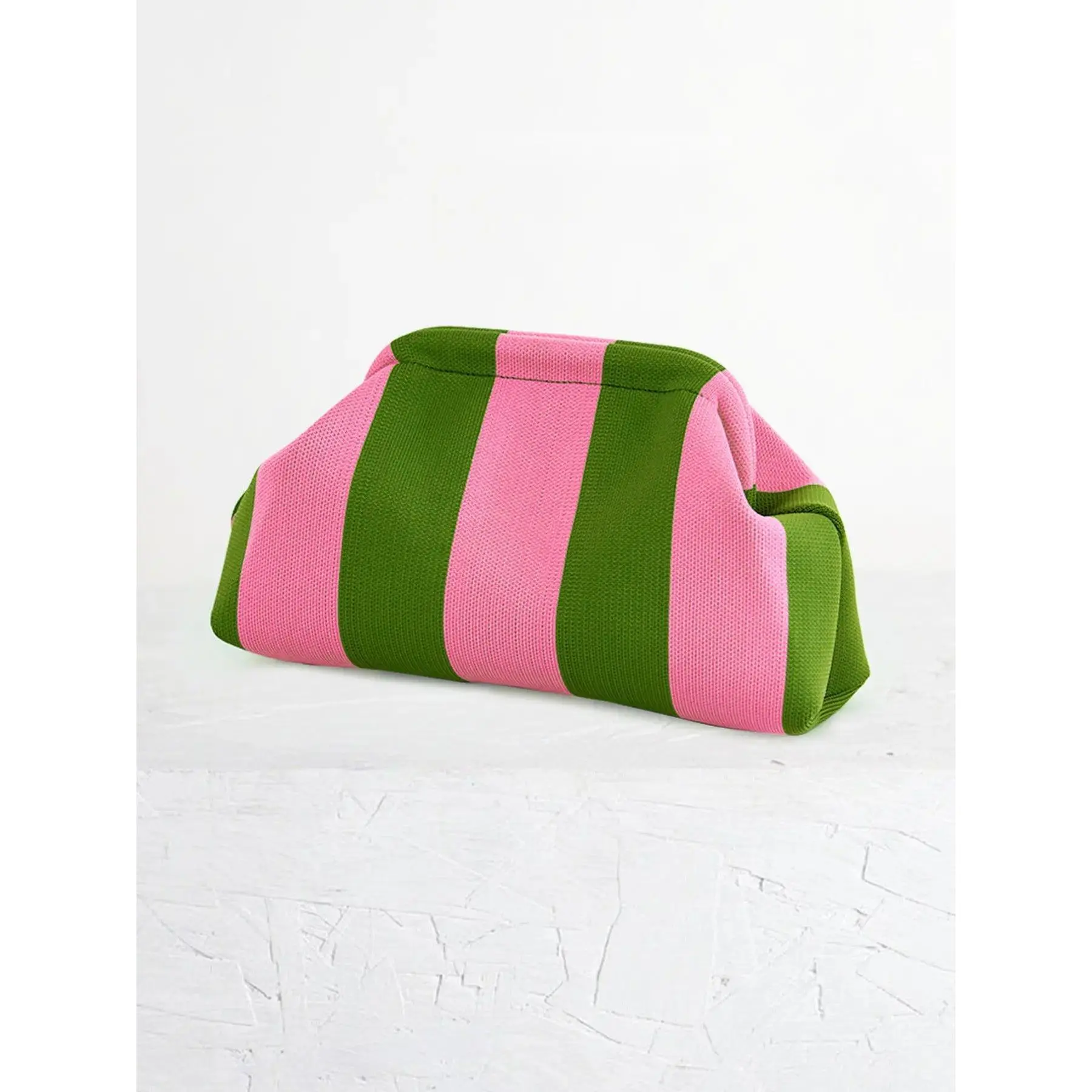 Women's Wide Striped Print Nylon PU Cloud Crossbody Bag - All Seasons Handbag, Lightweight Foldable Gym Accessory, PU Leather-Nylon Fashion Clip Clutch for Daily Makeup, Party, Perfect Gift for Women, Bags For Women