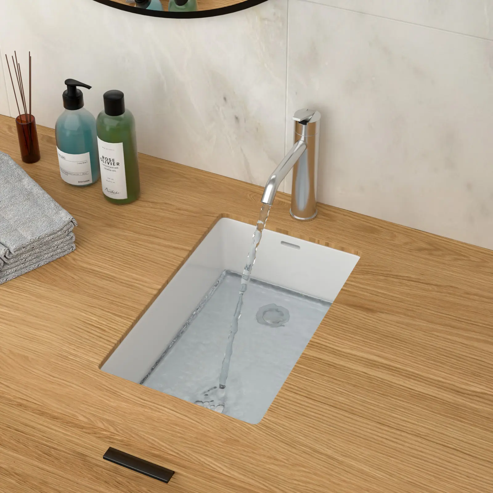 ARCH 13.75 x 20.25 Inch White Ceramic Vertical Undermount Bathroom Sink with Overflow, Rectangular Vanity Basin for Bathroom Countertop, Modern Glossy Finish, Single Bowl Lavatory Sink for Home Remodel, Home Furniture and Household Product Search