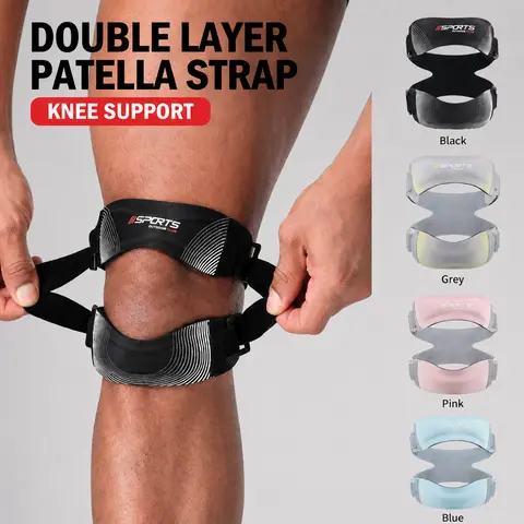 Anti‑Slip Double‑Strap Knee Patella Brace, Shock‑Cushioned Knee Tendon Support Band, Adjustable Sports Knee Protector for Running Basketball Workout, Joint Stabilizer for Meniscus Discomfort