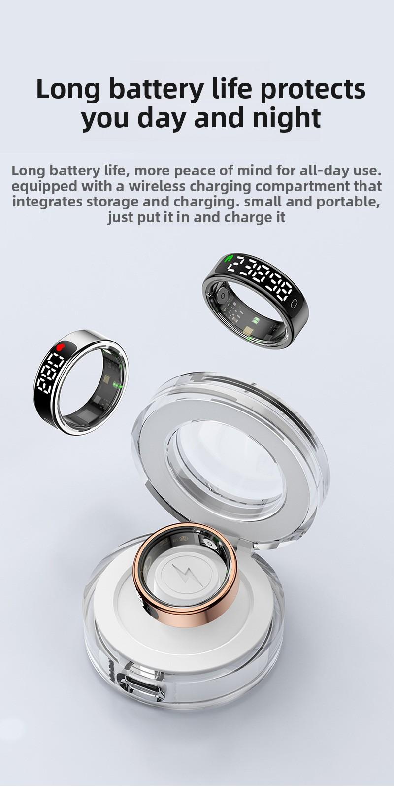 R13 Smart Ring Blood Oxygen Monitor Step Counter Sleep Tracker Bluetooth Fitness Activity Tracker for Health Monitoring Sports Exercise Tracking with Display