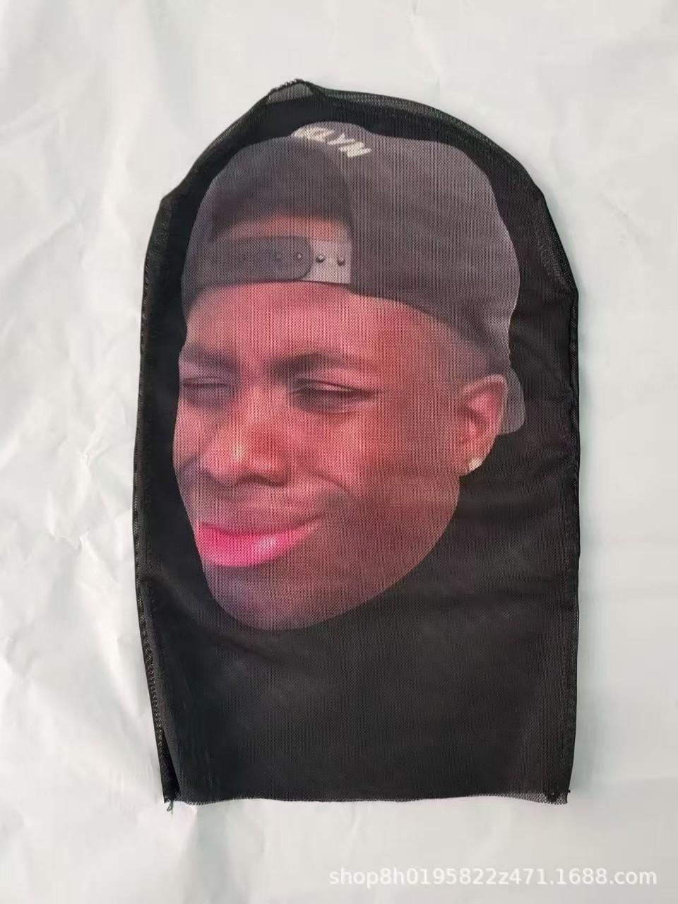 Popular funny hood mask tricky funny face big head dragon picture expression bag hood cycling mask breathable