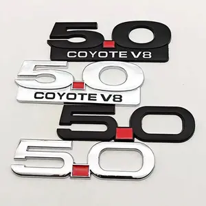 3D Metal Car Styling 5.0 COYOTE V8 Logo Badge Rear Trunk Emblem Fender Side Sticker For Ford Mustang GT SHELBY Auto Accessories