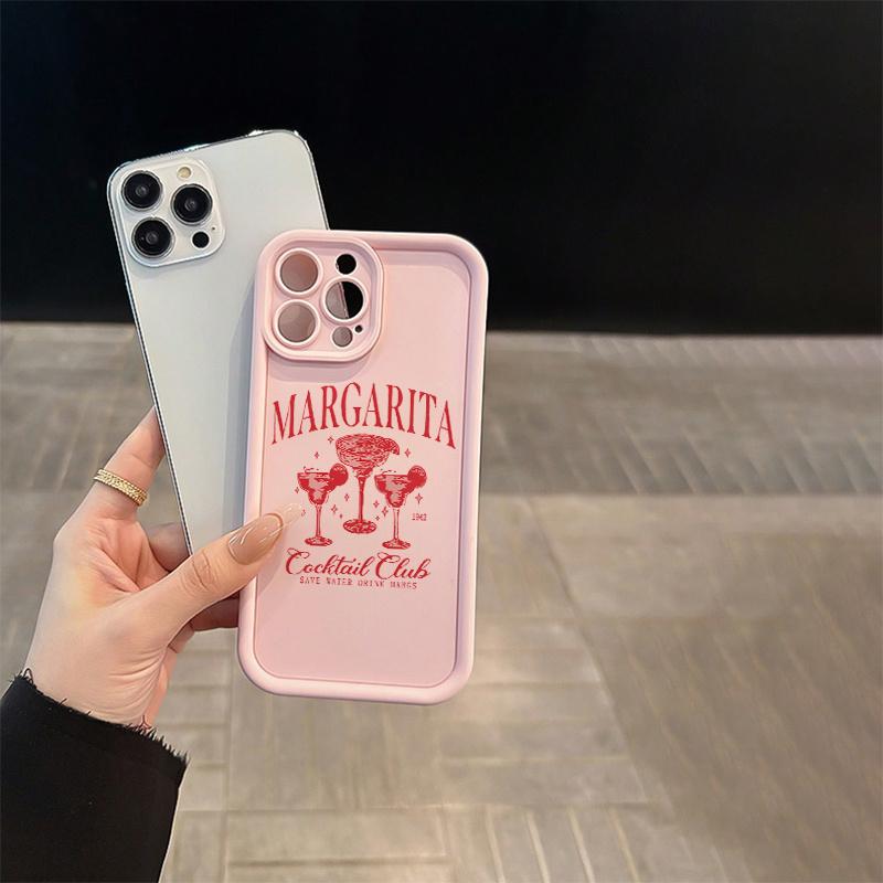 1x High Bamboo Pink Style Margarita Cocktail Pattern TPU Material Drop-Proof Case with Precise Cutouts and Full Coverage Protection, Suitable for iPhone 17 E Air Pro ProMax iPhone16 15 14 Plus 13 12 Mini 11 X XS XR