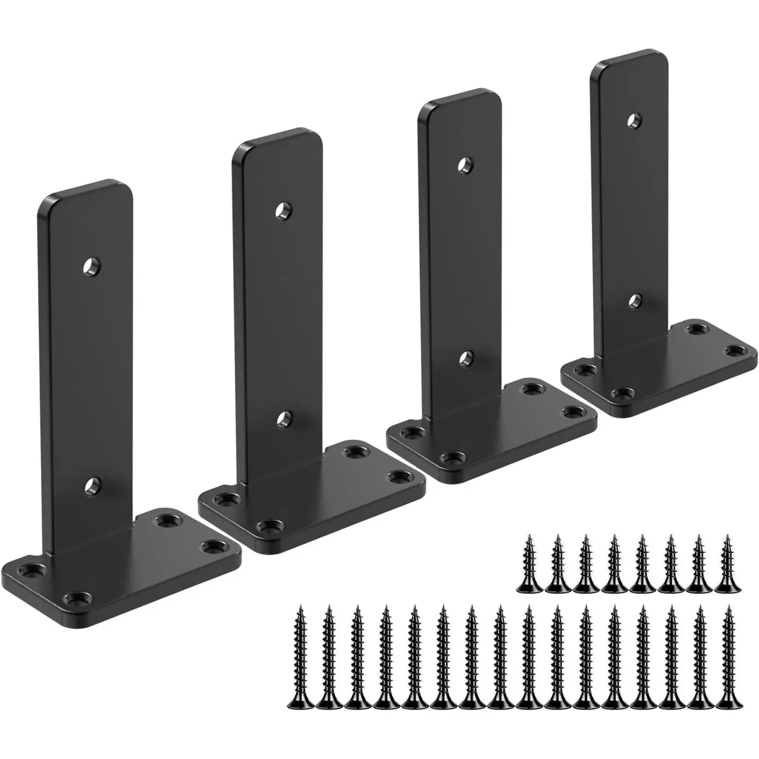Floating Shelf Brackets Upgraded,4 inch, Black Heavy Duty Iron Shelf Brackets, Industrial Modern Floating Shelf Support for Wall Mount Shelves,Wide Brackets ,4 Pack, Support DIY(5mm Thickening Type).