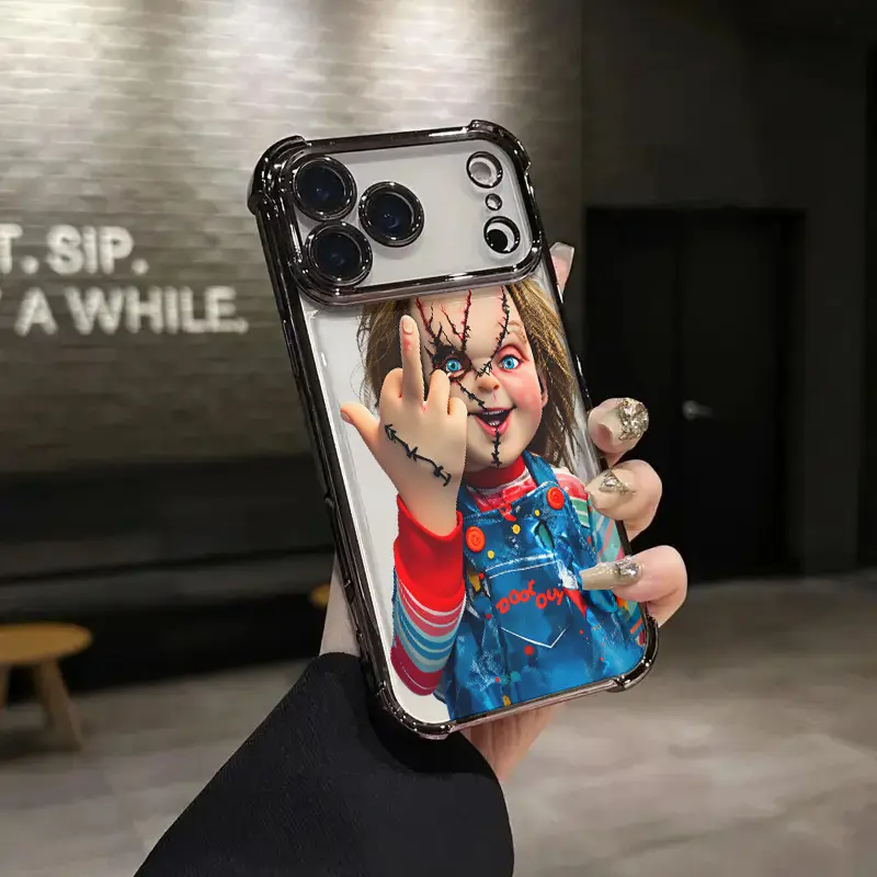 Chucky Creepy Gesture Pattern Phone Case Luxury Acrylic Transparent Skin friendly protection anti slip shockproof wear resistant For iPhone 17 Air 16 Pro 15 14 Plus 13  Pro Max 12 11 Samsung Galaxy S26 S25 Ultra S24 S23 Plus Phone Case