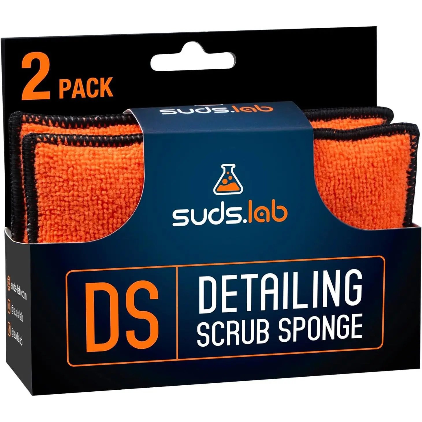 Suds Lab DS Eco-Friendly Dual-Sided Microfiber Detailing Scrub Pad Set of 3 - Car Wash Sponges for Interior Clean, Durable, Safe for Leather, Vinyl, Plastic, Car Interior Accessories