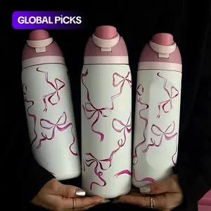 Butterfly Pattern Vacuum Flask, 1 Count 24oz-32oz-40oz Large Capacity Insulated Water Bottle with Straw, Drinking Cup for Home Office School, Leakproof Insulated Tumbler, Drinkware