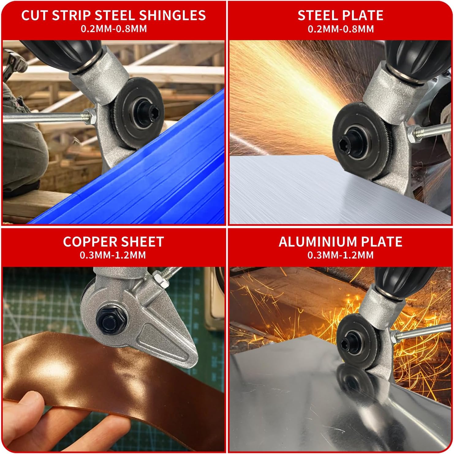 Sheet Metal Cutter Drill Attachment, Electric Drill Shears, Metal Nibbler Drill Attachment for Cutting Iron, White Sheet, Steel, Copper, Aluminum, Metal, Universal