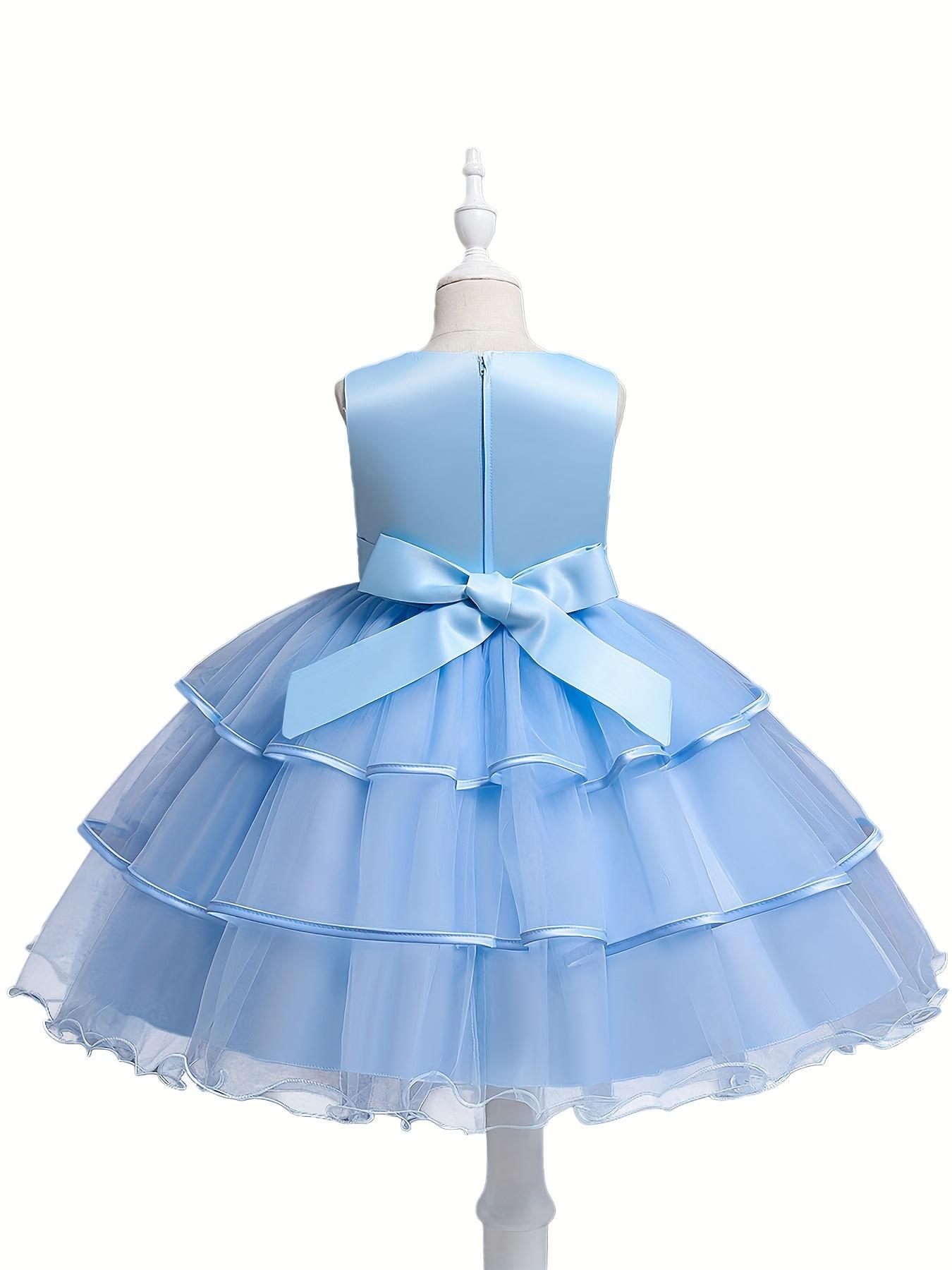 Formal Occasions Girls Mesh Embroidered Puffy A-line Princess Dress Birthday Evening Party Wedding Flower Girls Party Dress Gifts  Gifts