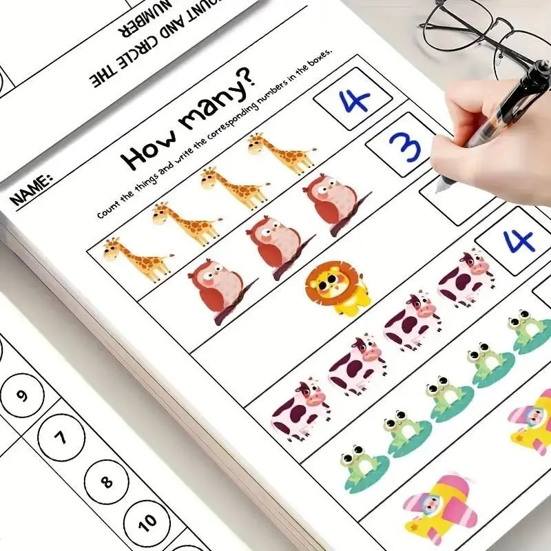 Interactive Preschool Math Workbook with Number Activities and Addition/Subtraction Worksheets, Early Learning Activities, Counting Practice for 2–4-Year-Olds, Preschool Curriculum, for Home or Classroom Use, Learning Tool