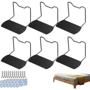 6 Pcs Mattress Retainer Bar, Mattress Slide Stopper for Bed Frame, Non Slip Mattress Holder with 2" & 4", Mattress Gripper for Most Soft Bed (Black, 4-inch)