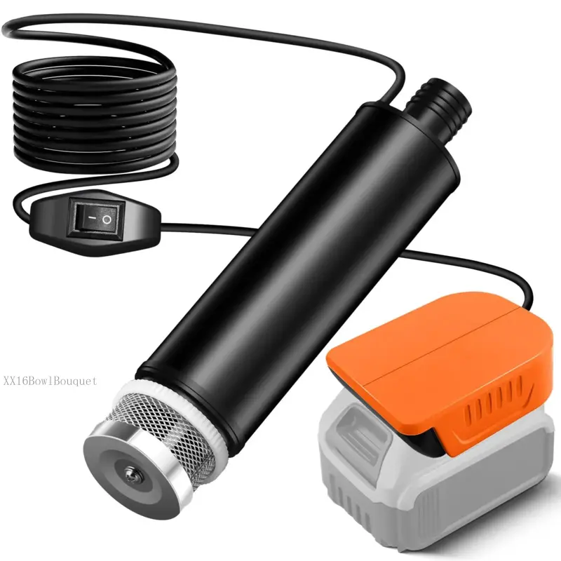 Cordless Submersible Water Pump, Portable Transfer Water Pump with Switch, for Pool Draining, Garden Watering, Camping (No Battery)XX16BowlBouquet