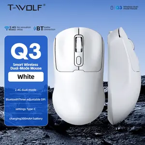 T-Wolf Q3 Dual Mode Wireless Mouse, Bluetooth-compatible/2.4g, Adjustable Dpi, Type-C Charging, Office General Purpose Mouse