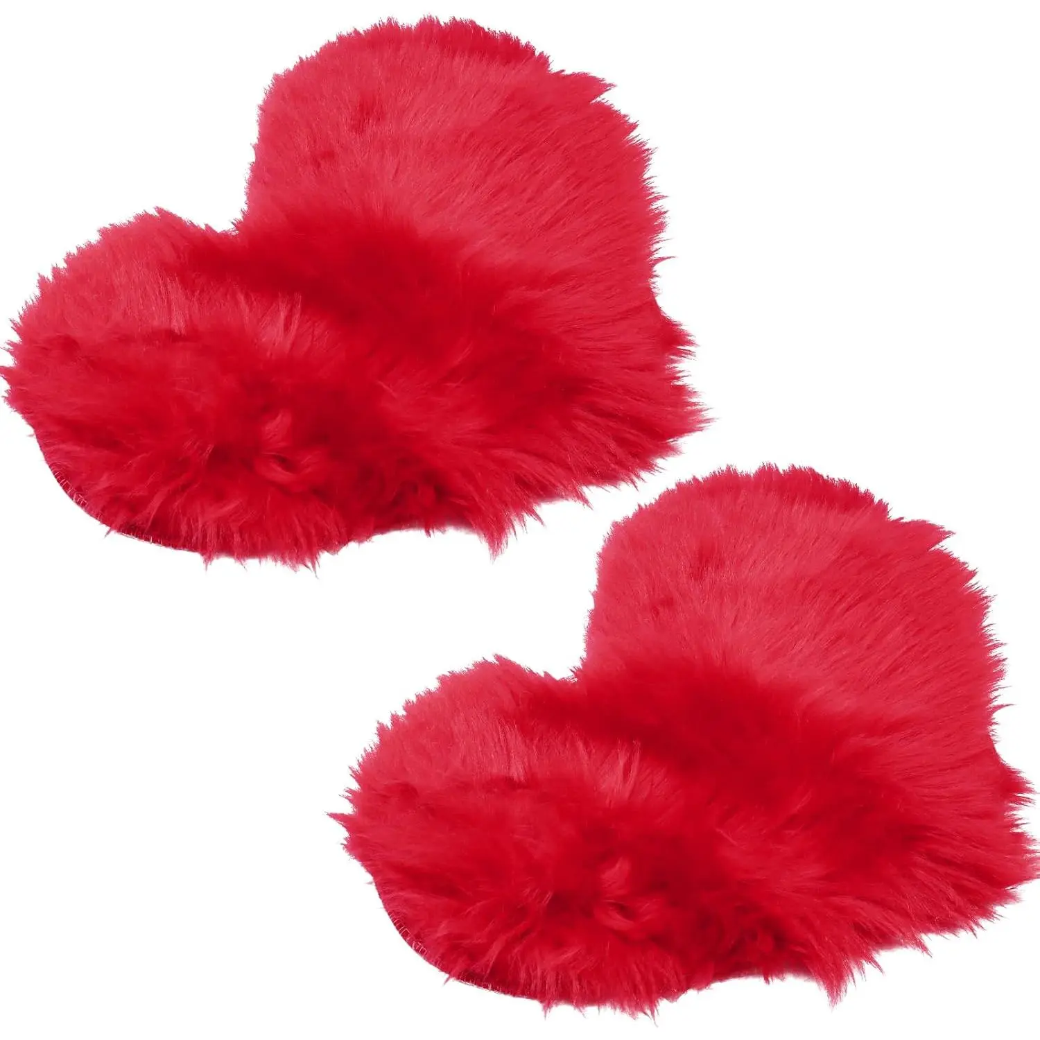 2 count Heart Shaped Faux  Rugs Small - 12x16 Inch  Plush Area Carpets for Locker, Tabletop &  Art Photography,  Photo Props Background (Red)