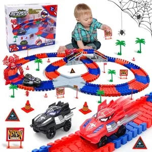 Spider Track Toy Set Bendable Race Track with Black & Red Spider Cars for Kids 360° Flexible Tracks Educational Fun Playset for Boys Girls Ages 3+