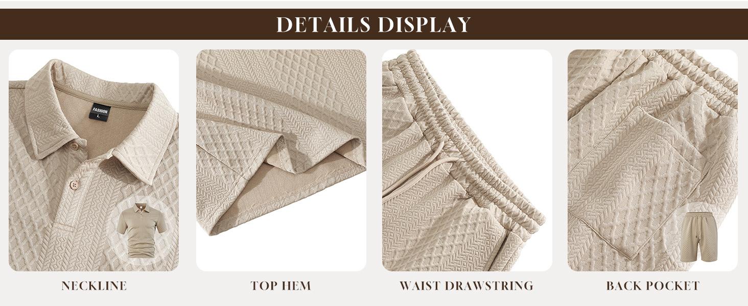 Men's 2 Pieces Outfits Casual Polo Shirt and Shorts Set Collar Athletic Jogging Summer Tracksuit