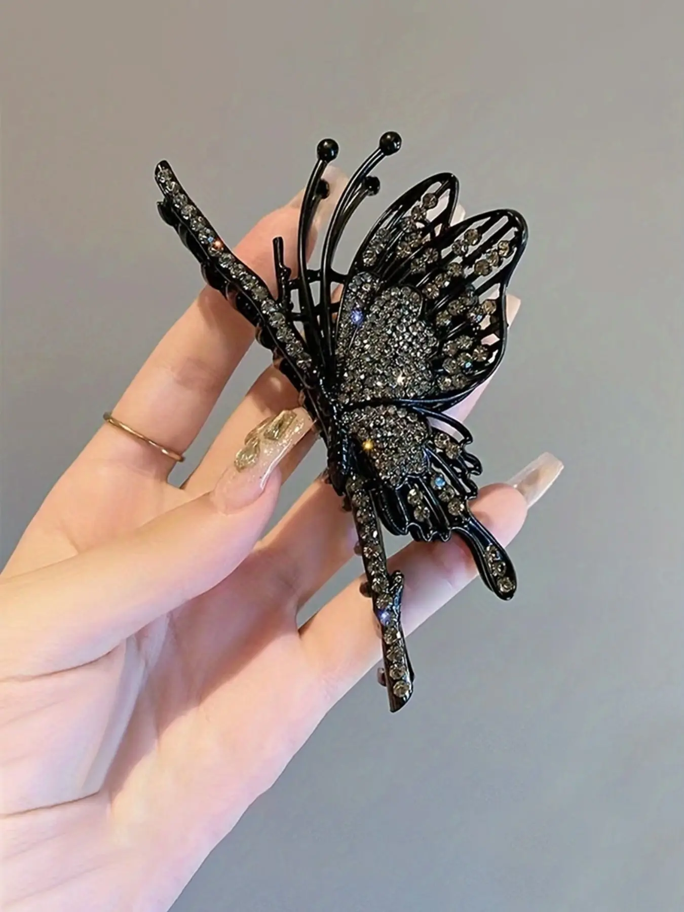 1PCS ins diamond-encrusted bow clip style queen fan hair accessories shark clip style Butterfly Hair Clip Goddess Hair Clip