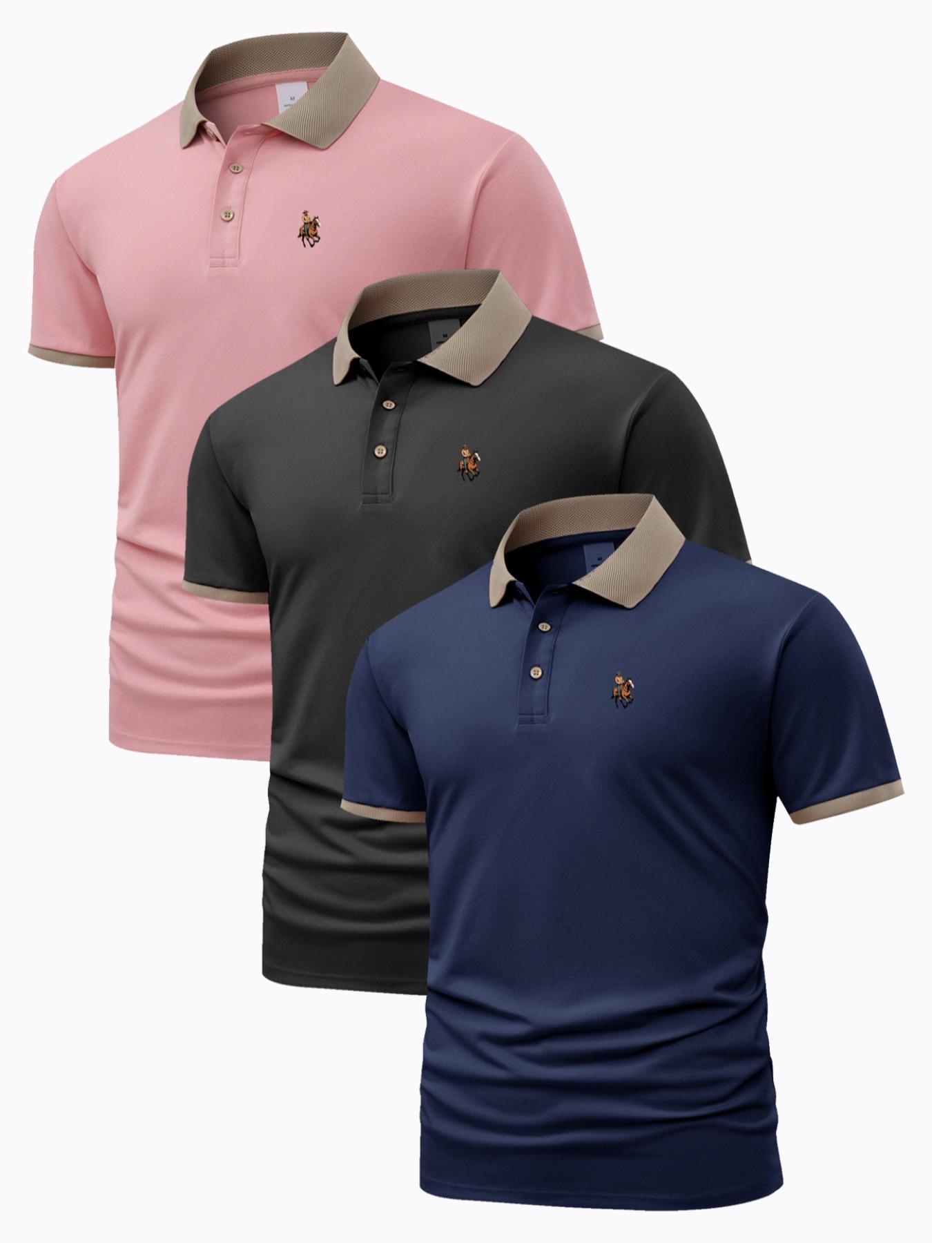 Men's Horse Graphic Polo Shirt, Regular Fit Casual Short Sleeve Top for Summer, Men's Clothes for Daily Wear, Tropical