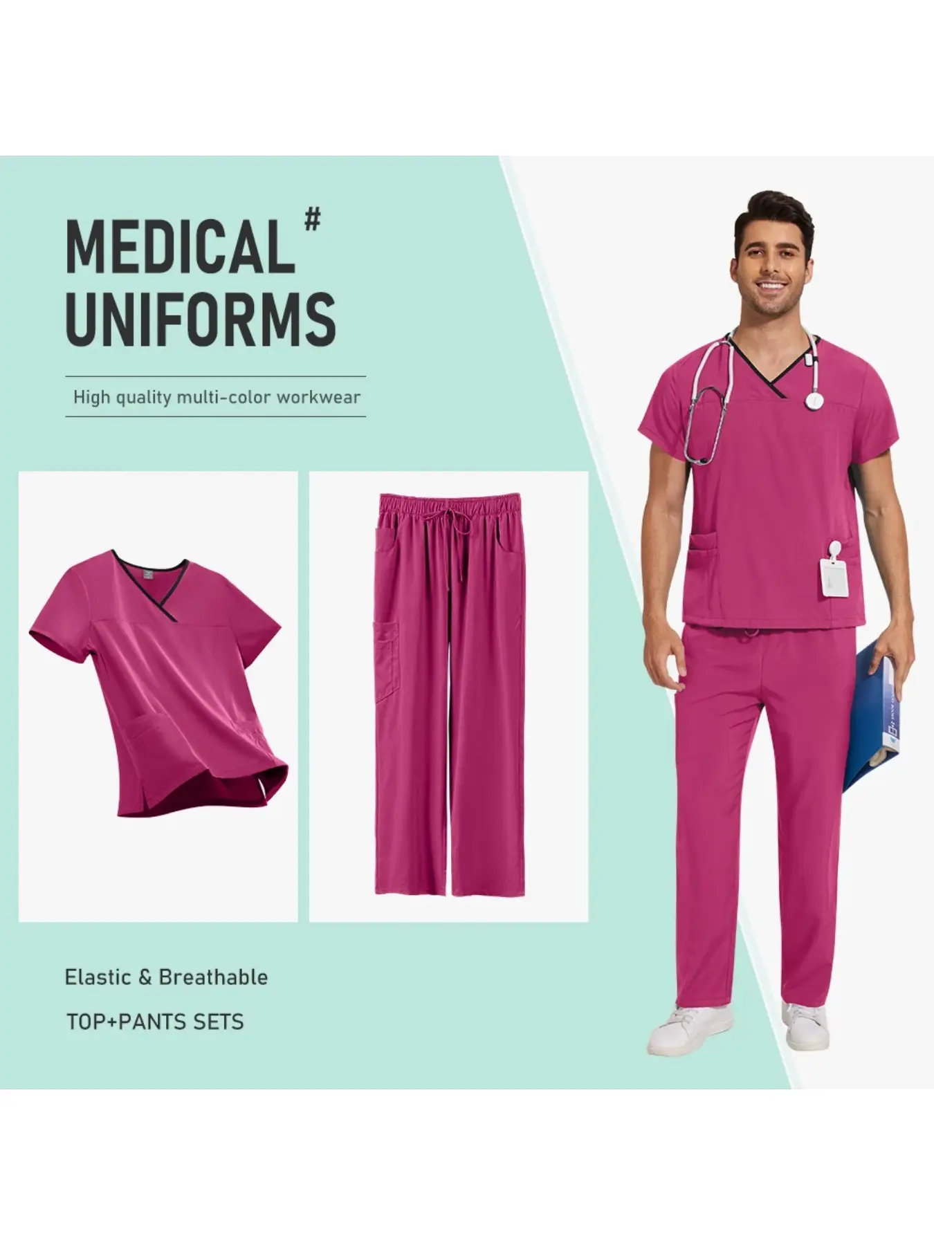 Doctor Work Clothes Lightweight Nurse Scrub Surgical Uniforms Medical Nursing Healthcare Scrub Set High Quality Medical Hospital Mens Scrub Hospital Uniform Scrubs