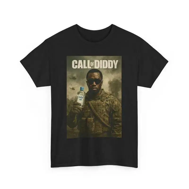 Men's Graphic T-Shirt, Call of Diddy Meme 90s Streetwear Cotton Tee, Breathable Shortsleeve with Heat Transfer Print, Casual, Tshirt, Round Neck, 3Xl, Heat Print, Top, Menswear, Crew Neck, Lightweight, S To 3Xl, 2Xl