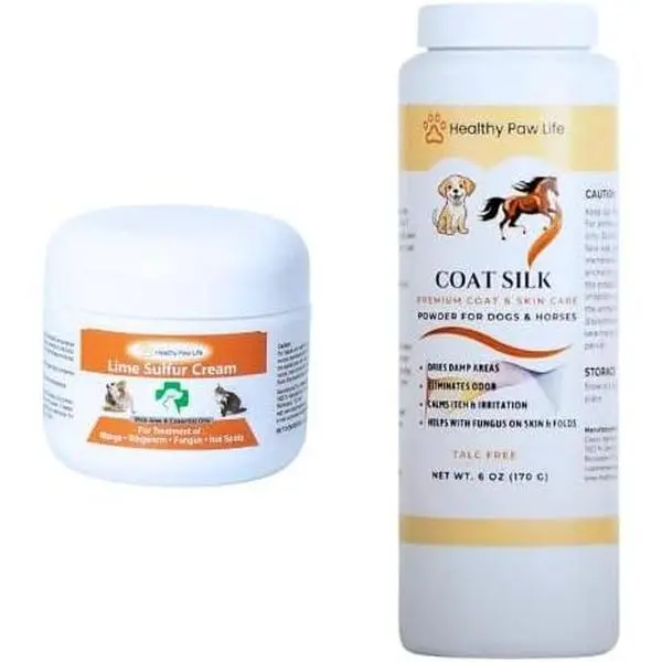 Pet Skin & Coat Care Bundle - Lime Sulfur Cream (2 oz) and Coat Silk Powder (6 oz)