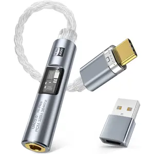 USB C to 3.5mm Audio Adapter with  Chip CX31993 MAX97220 DAC & HiFi Amplifier, 8-Strand 4N Single  -Plated Copper ,USBC to Headphones Aux Dongle for Android  17/16 PC