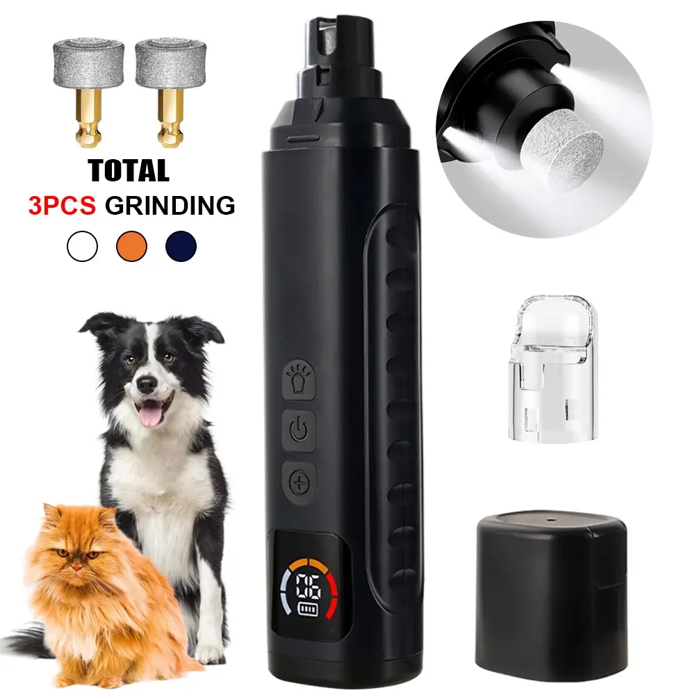 6-Speed High-Power Dog Nail Clipper with 3 Grinding, Rechargeable Pet Nail Grinder with 2 LED Lights, Low Noise, Pain-Free Care for Dogs and Cats