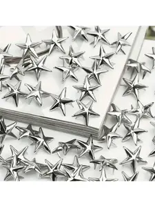 100PCS Five-Pointed Star Rivets, Suitable for Clothing, Bags, Leather Goods, and Other Decorative Accessories, DIY Faux Leather Crafts, Punk Rock Clothing Metal Decorative Studs, Metal Decorative Rivets