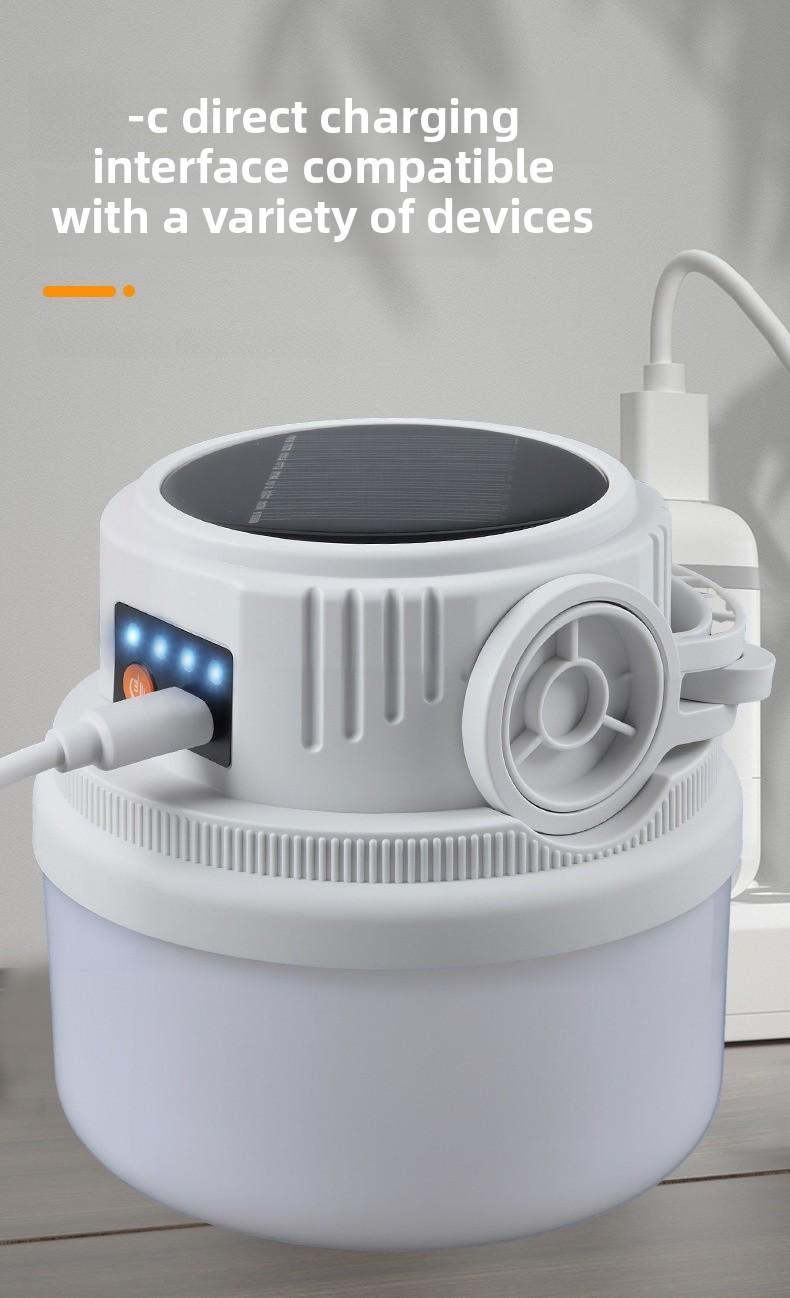 Solar Camping Lantern Outdoor Rechargeable LED Lights for Tent Emergency Home Use Portable Waterproof Lamp for Night Camping Party Hiking