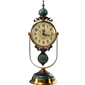 Elegant American Vintage Wall Clock, European Style Luxury Home Decor, Desktop Pendulum Clock, Living Room Timepiece, Stylish Ornament