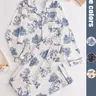 【Black Friday】Women's Two-Piece All-Over Print Pajama Set, Button-Front Lapel Shirt with Pocket and Elastic-Waist Pants, Casual Long-Sleeve Sleepwear for Spring and Fall